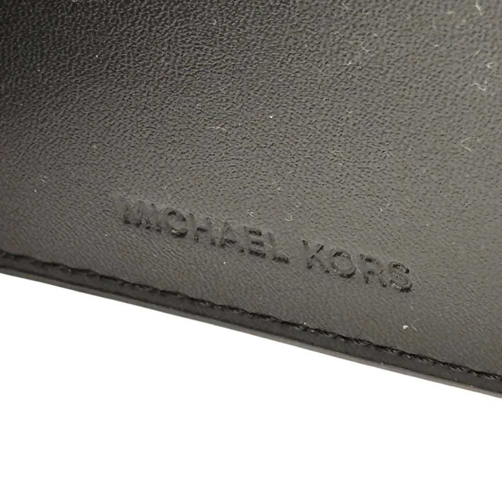 New Michael Kors Slim Logo Billfold Wallet Black High Quality Pebbled Leather
